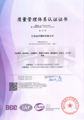 Quality management system certification certificate